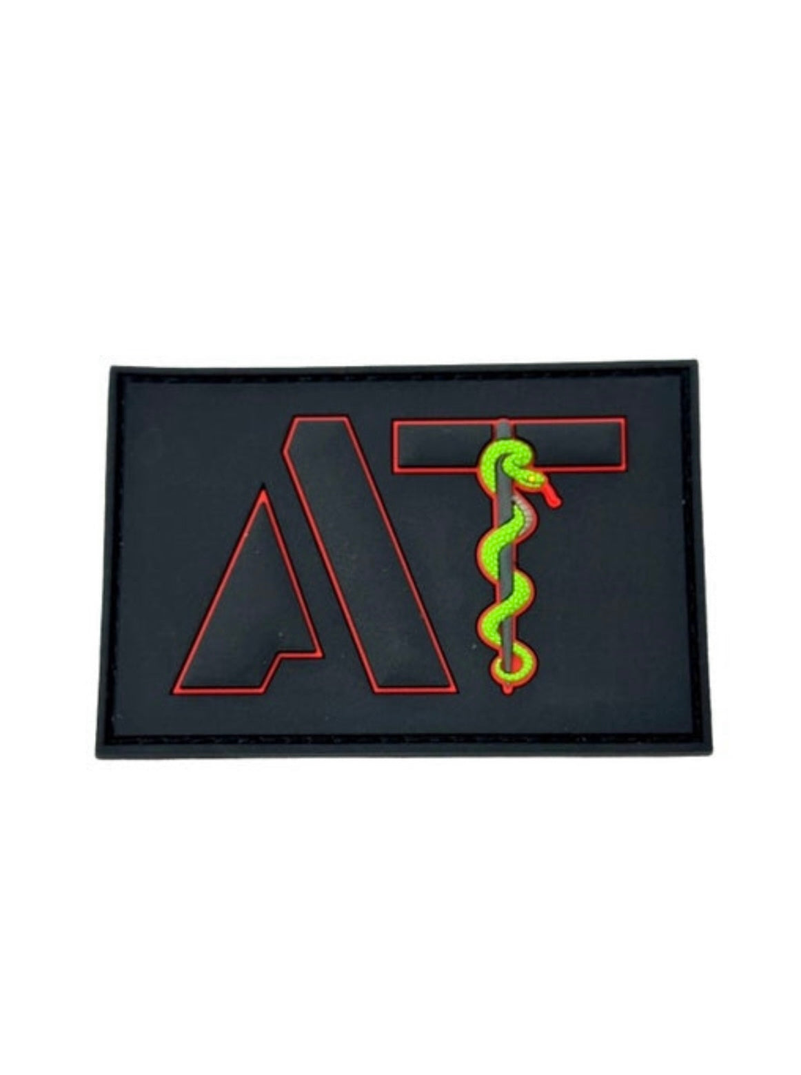 Image of AT Patch V2-PVC - Black on Black w/Red Border image